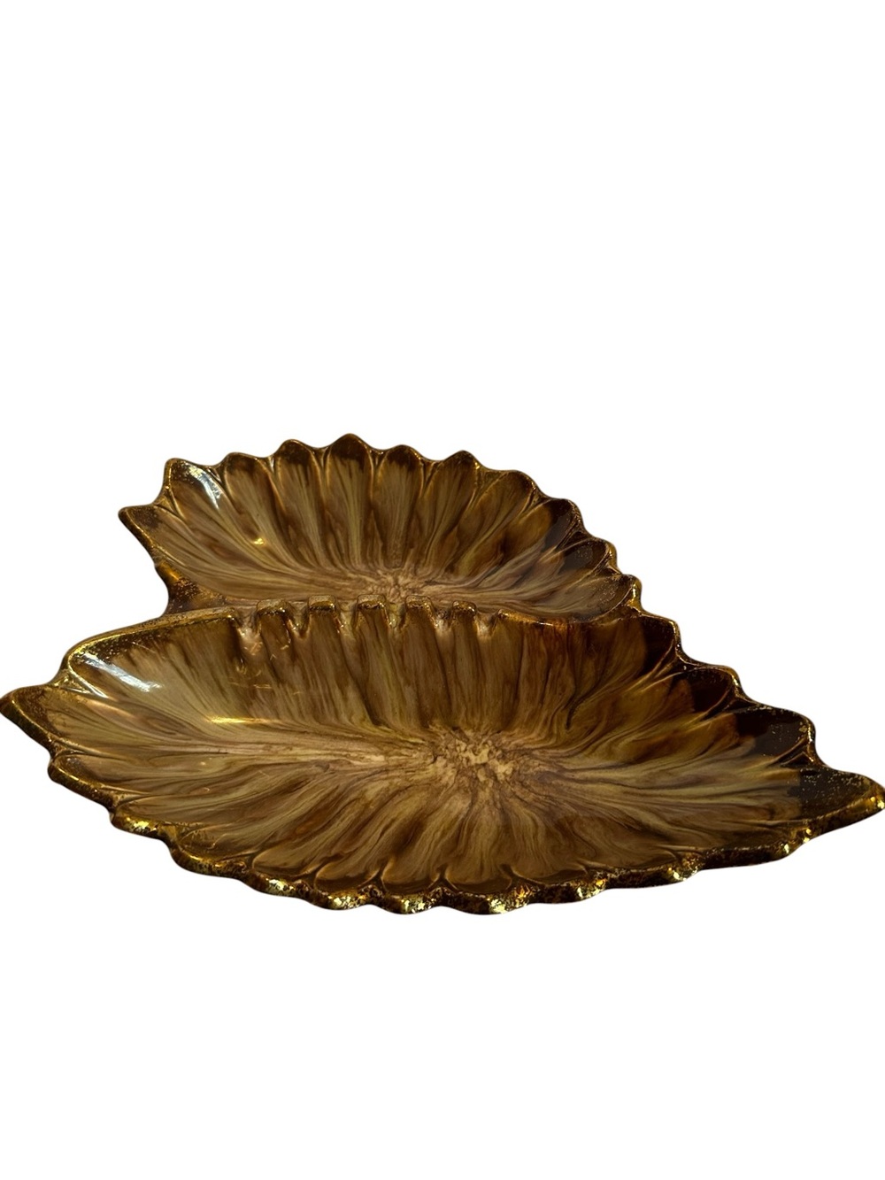MCM California Pottery Ashtray with Decorative Gold Trim Tones